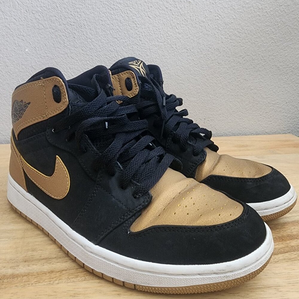 Nike Mens Air Jordan 1 Retro High Sneakers Melo Black Gold 332550-026 Size 8.5 - Picture 3 of 12